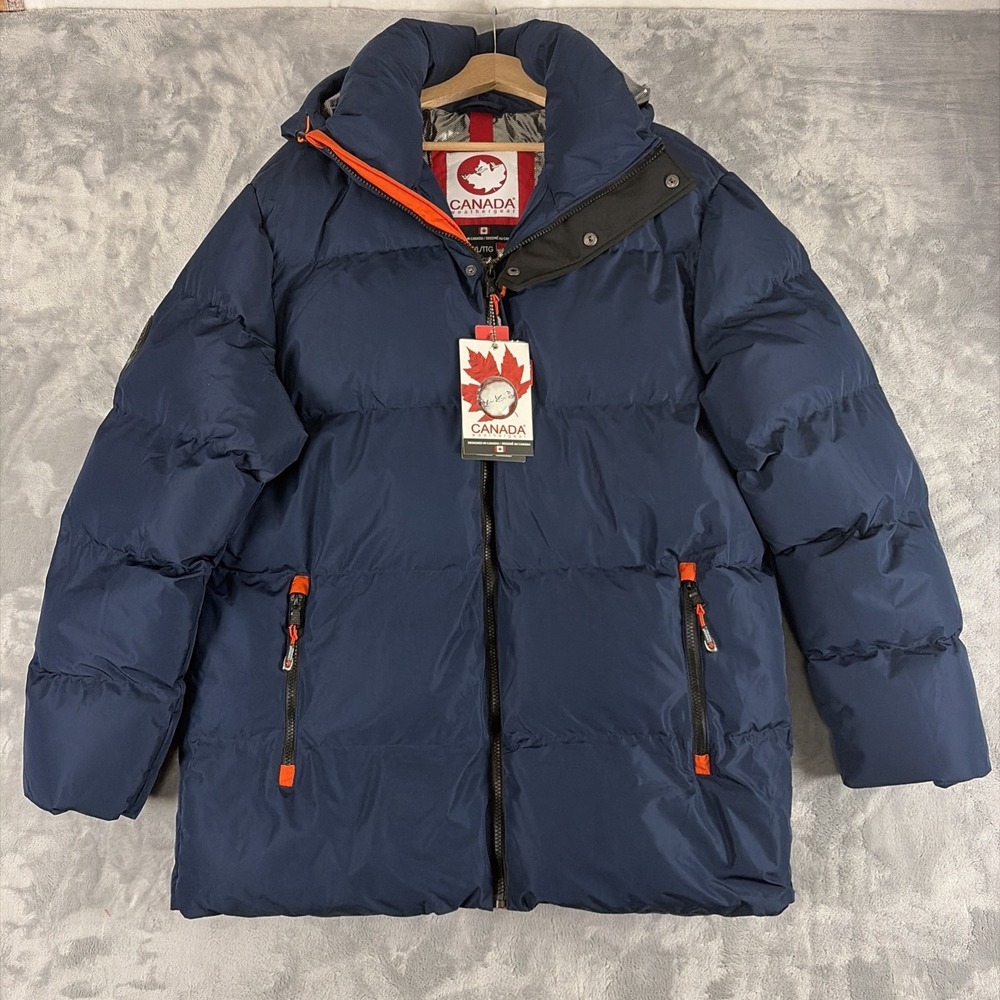 Canada Weather Gear Puffer Jacket Navy Blue Hooded Winter Coat Mens 2XL NEW!!